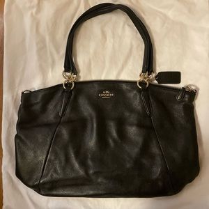 Black and gold zip up Coach purse